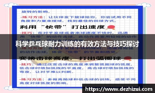 科学乒乓球耐力训练的有效方法与技巧探讨