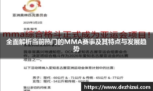 全面解析当前热门的MMA赛事及其特点与发展趋势